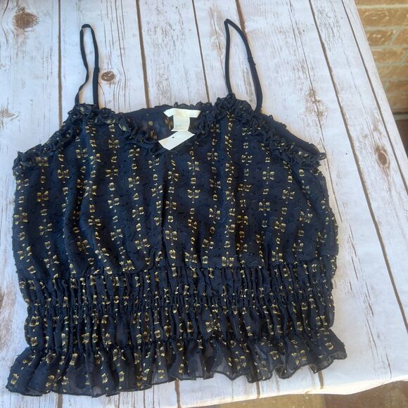 NWT Womens H&M Spaghetti Strap Top Crop Blouse Navy Blue Size 10 EU 40 - Picture 4 of 11
